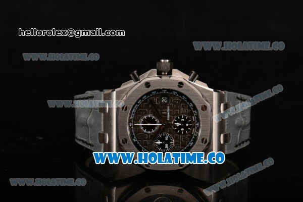 Audemars Piguet Royal Oak Offshore 2014 New Chrono Swiss Valjoux 7750 Automatic Steel Case with Coffee Dial and Gray Leather Strap (J12) - Click Image to Close